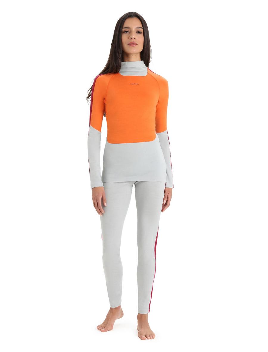 Icebreaker Merino 200 Sonebula Long Sleeve High Neck Thermal Top Naisten Base Layers Oranssi Harmaat | FI 1856UZGT